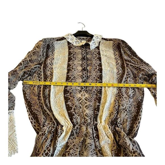 Sportmax Women’s Brown Lace Neckline Sleeves Fancy Blouse Top Size 8 Business - Picture 4 of 7